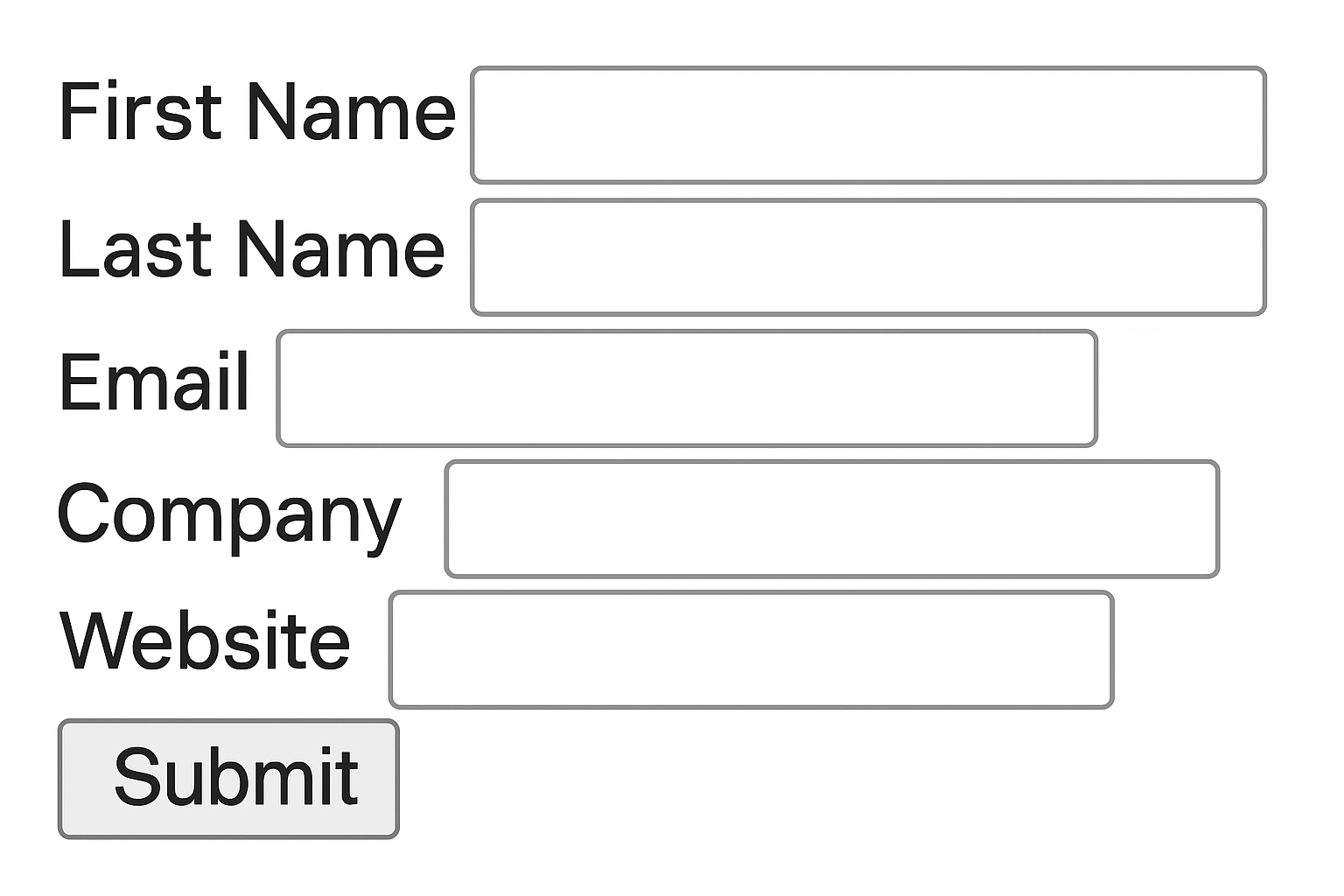 Legacy Salesforce Web-to-Lead form with static fields, basic CAPTCHA, no file uploads or conditional logic