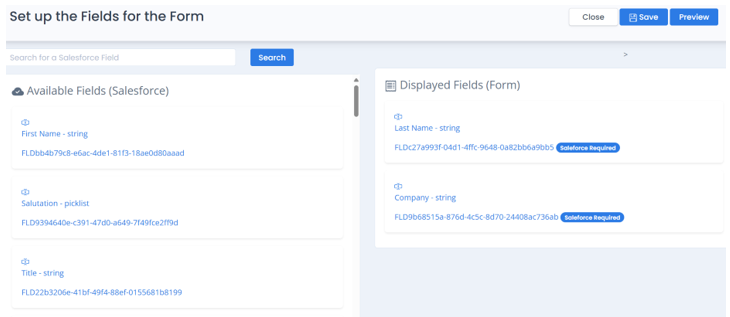 Drag-and-drop form builder canvas